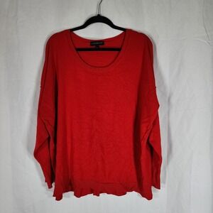 Lane Bryant Bright Scoop Neck Red Knit Sweater Holiday Fall Womens 22/24 Size 3X